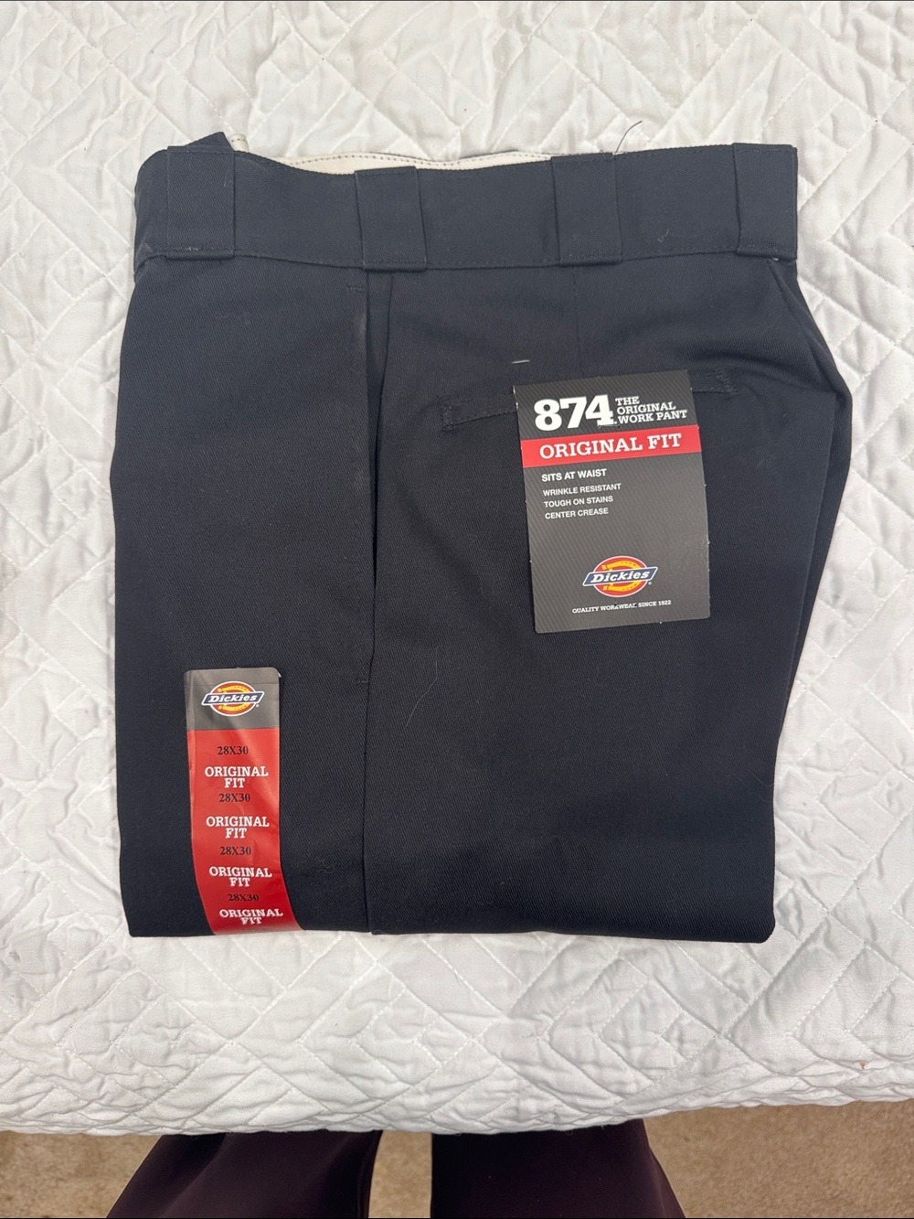 Dickies 874 Pants Mens 28x30 Black Original Fit Workwear Wrinkle Resistant New